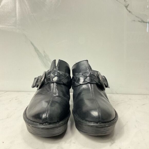 BORN Black Leather Slip On Clogs - Picture 4 of 8